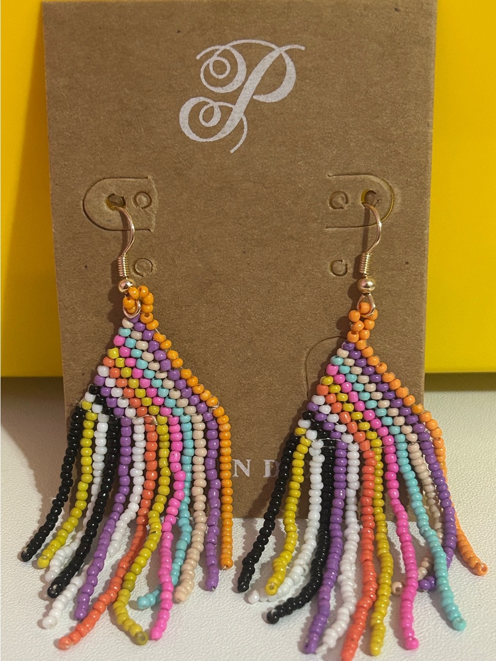 Plunder Design Saffi fringe seed bead earrings.